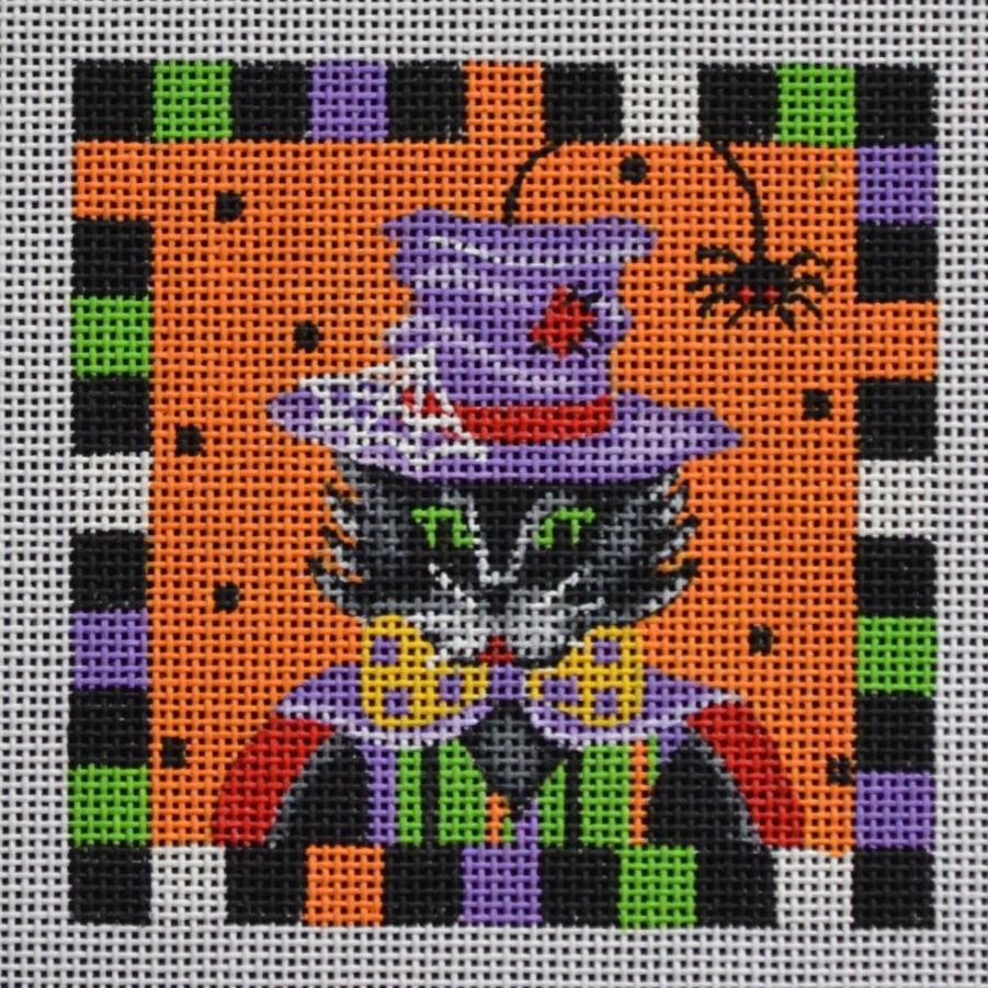 Halloween Needlepoint Designs, Needlepoint Canvases | Cat, Pumpkin, Witch