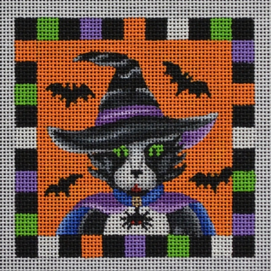 Halloween Needlepoint Designs, Needlepoint Canvases | Cat, Pumpkin, Witch